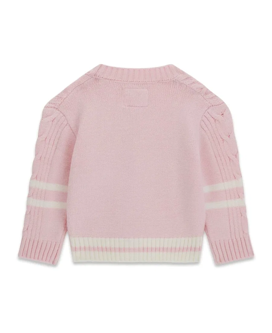 Детский кардиган-свитер с V-образным вырезом и длинным рукавом GUESS, Pink — фото 2