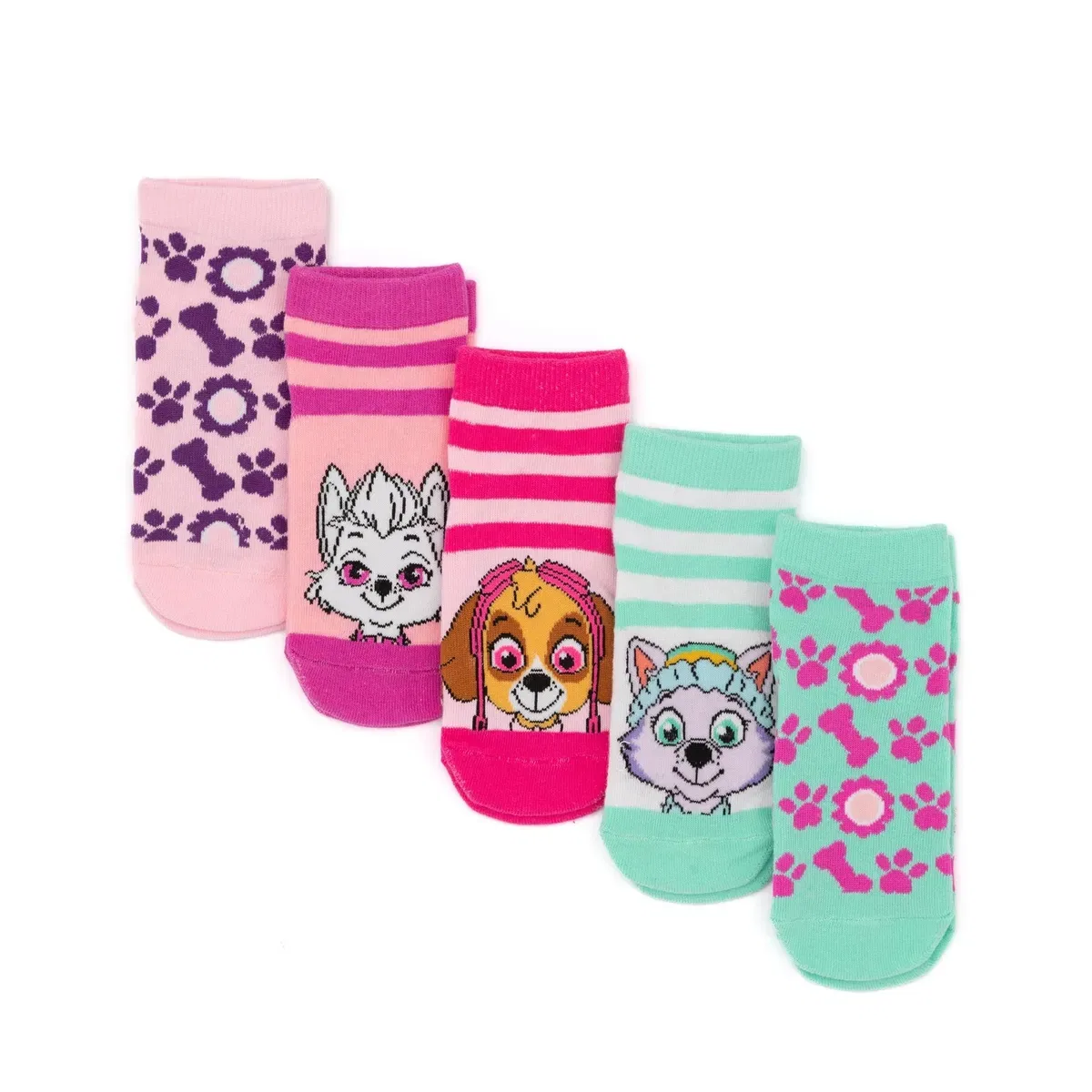 Детские носки для девочек с принтом Everest, Skye & Sweetie Calf Socks Set of 5 Paw Patrol, Multi