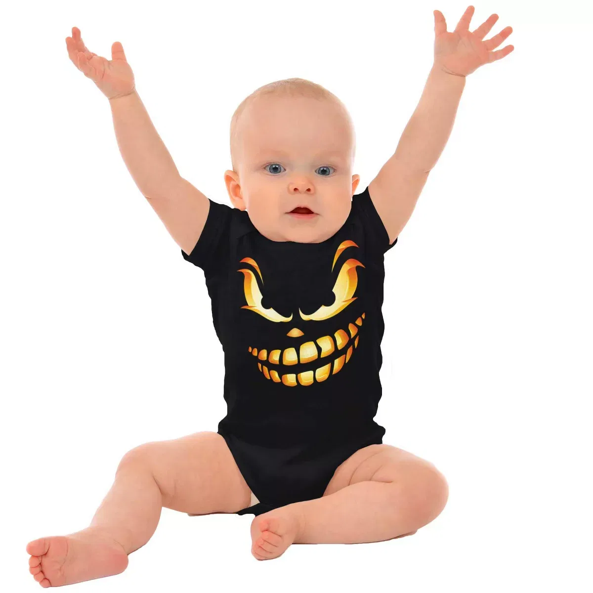 Детский боди-комбинезон с принтом Halloween Evil Pumpkin Brisco Brands, Black — фото 3