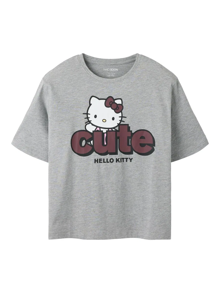 Футболка TWO SOON «Hello Kitty» серого цвета с пятнистым рисунком