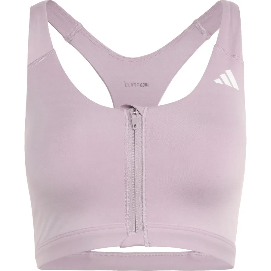 Спортивный бюстгальтер с передней застежкой-молнией Optime Essentials Workout adidas, Фиолетовый — фото 3
