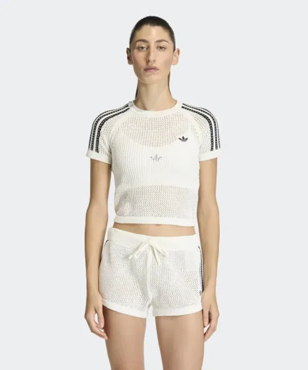 Тип-топ с вязаным воротником, KALI Adidas, белый