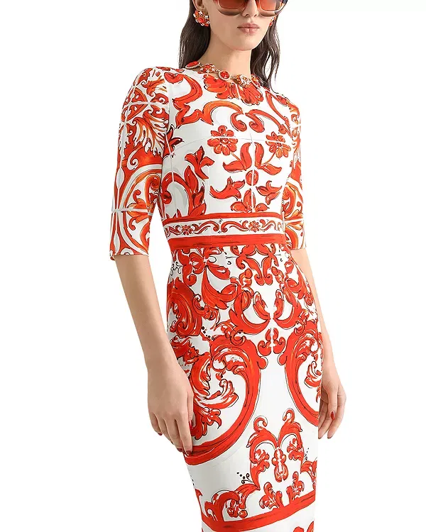 Женское платье с принтом Silk Blend Dress Dolce & Gabbana, мультиколор — фото 3