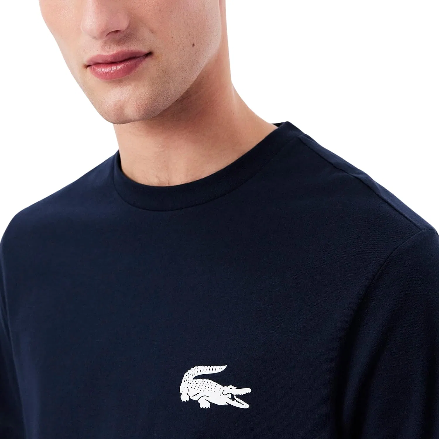 Мужская футболка свободного кроя с крокодилом Lacoste, Navy Blue/White — фото 2