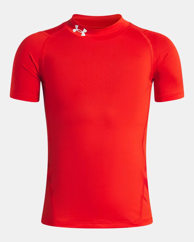 Футболка с коротким рукавом и высоким воротом HeatGear Mock UnderArmour, Anthem Red/White — фото 4
