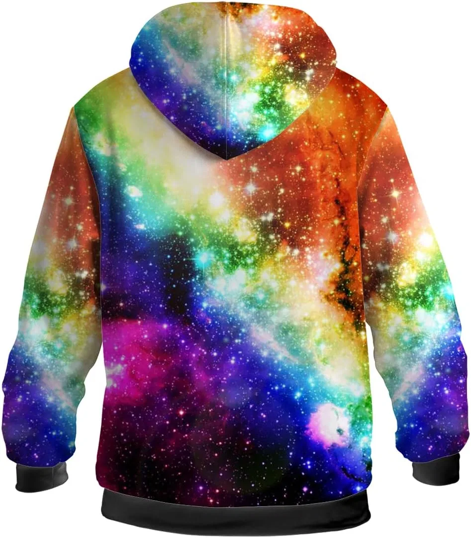 Мужская куртка-худи с принтом, Galaxy Womens Mens Winter Jacket, Rainbow Galaxy — фото 4