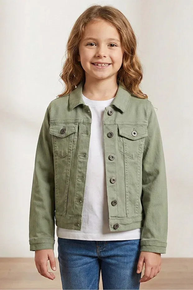 Детская куртка для девочек хлопковая Mutlu basic gabardine girls' jacket Mutlu Kids, Green