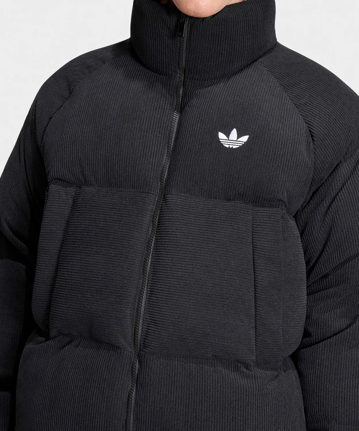 Мужская куртка-пуховик из вельвета с брендовым логотипом Adidas, Черный — фото 3