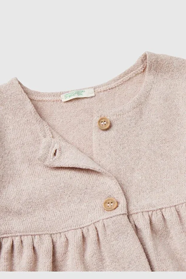 Детское платье для девочек с длинным рукавом United Colors Of Benetton, Light Pink — фото 3
