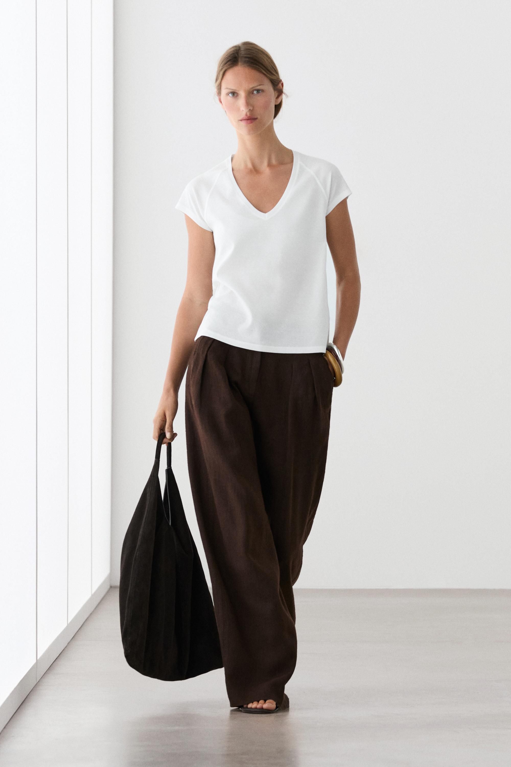 Футболка Massimo Dutti 100% Mercerised Cotton, белый — фото 2