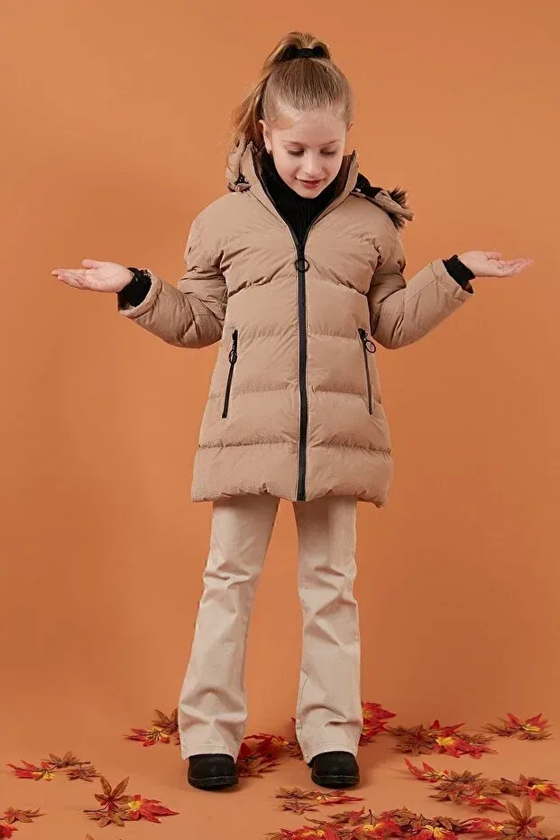 Детское пальто для девочек с капюшоном Lela, Mink