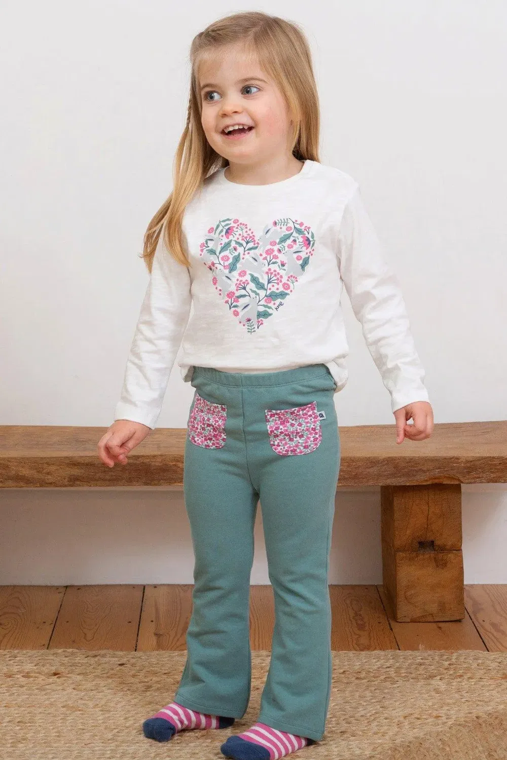 Детские спортивные брюки-клеш Sweet Ditsy Jogger Flares Kite, Green — фото 2