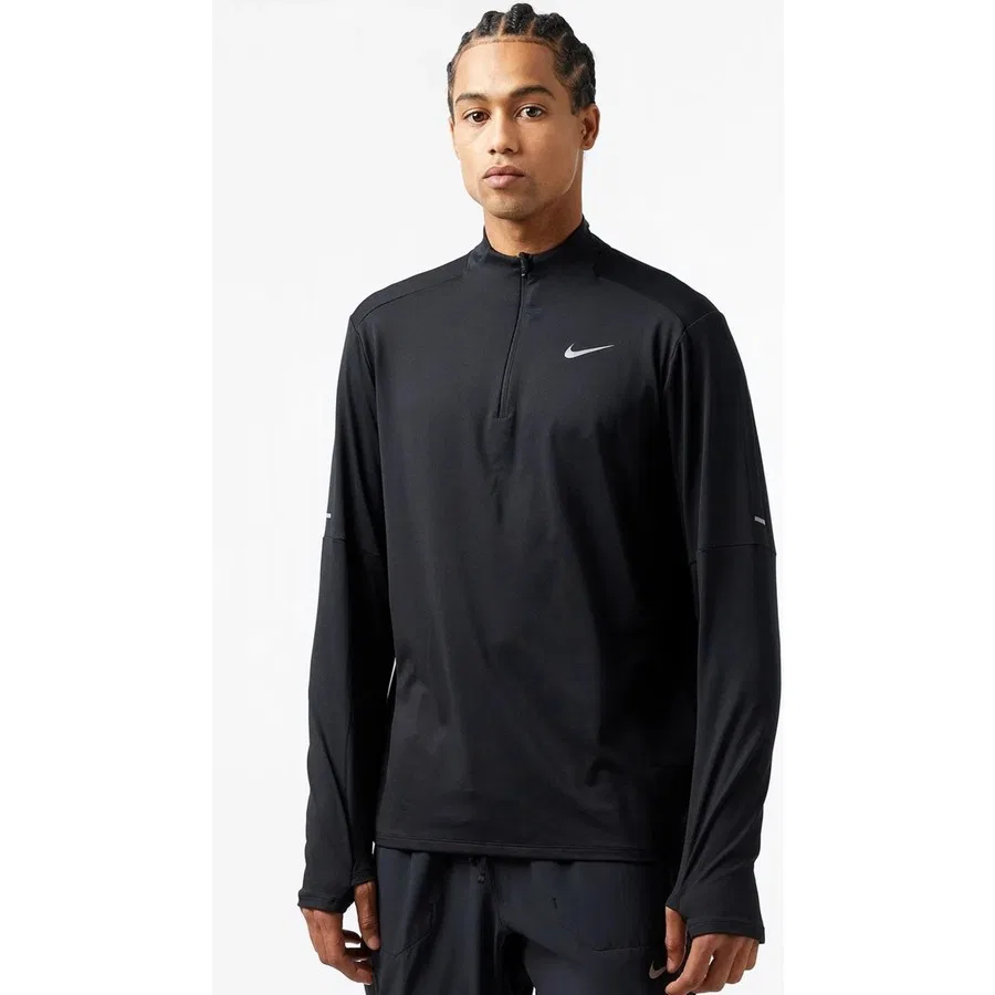 Мужской свитшот для бега с полузамком и моделью Element, Nike, Черный
