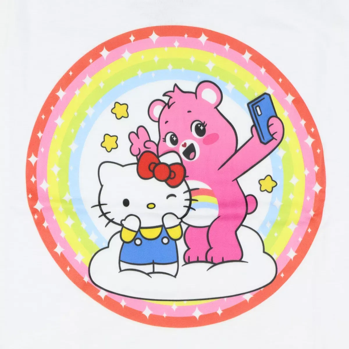 Детская футболка с принтом Hello Kitty and Friends x Care Bears Selfie Tee Bioworld, White — фото 3
