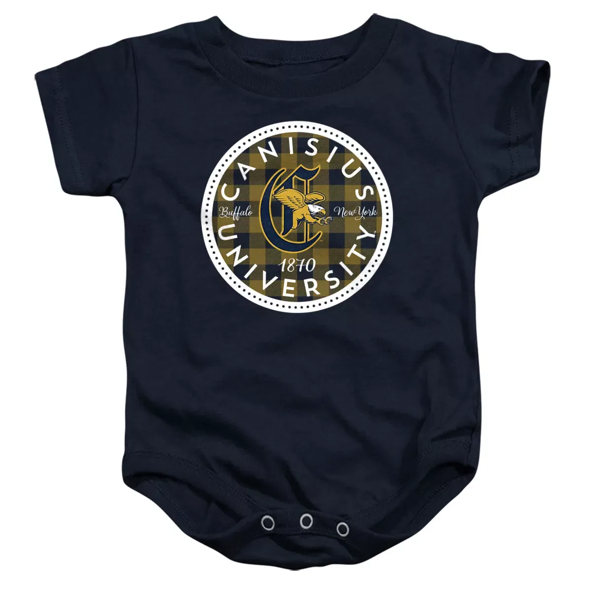 Детский боди-комбинезон с коротким рукавом Canisius College Plaid Badge NCAA, Navy