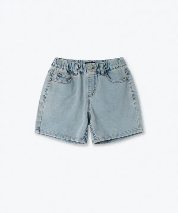 Джинсовые мини-шорты с поясом на резинке, Musinsa Standard Kids, Light Indigo — фото 2