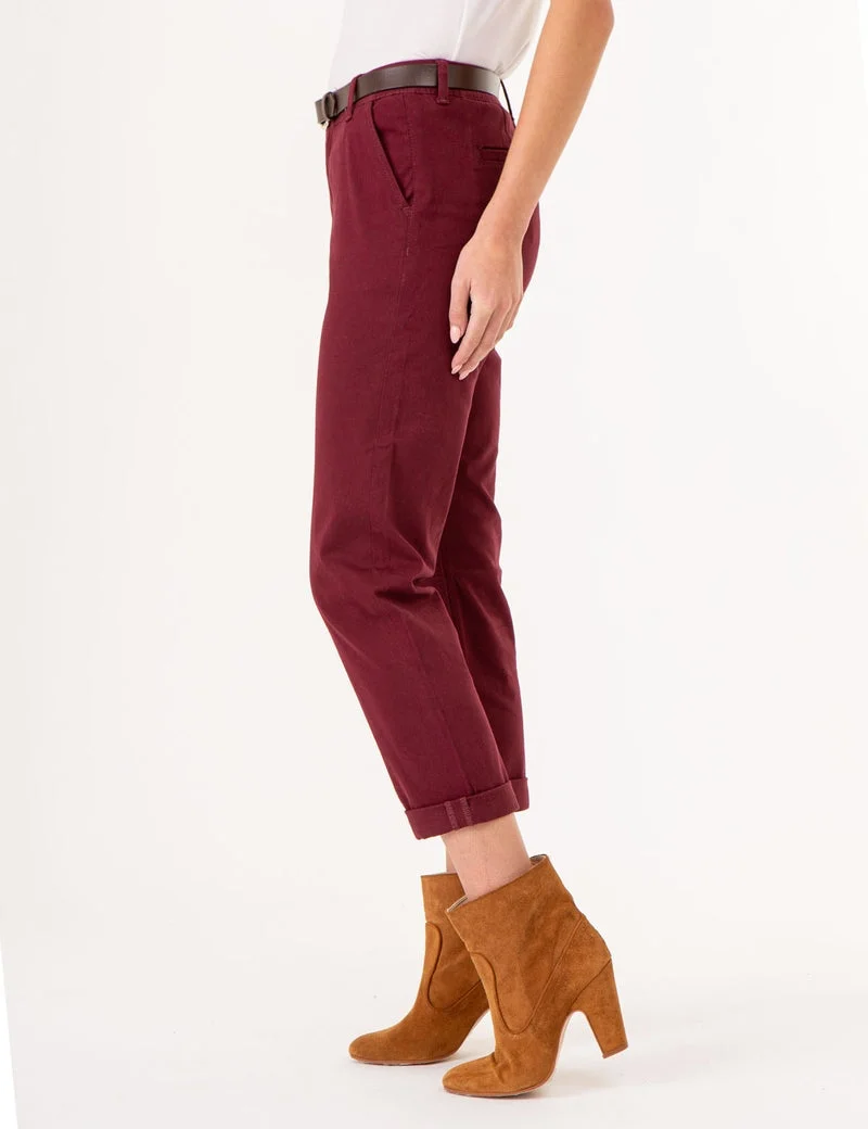 Женские брюки U.S. Polo Assn. Straight Chino, бордовый — фото 4