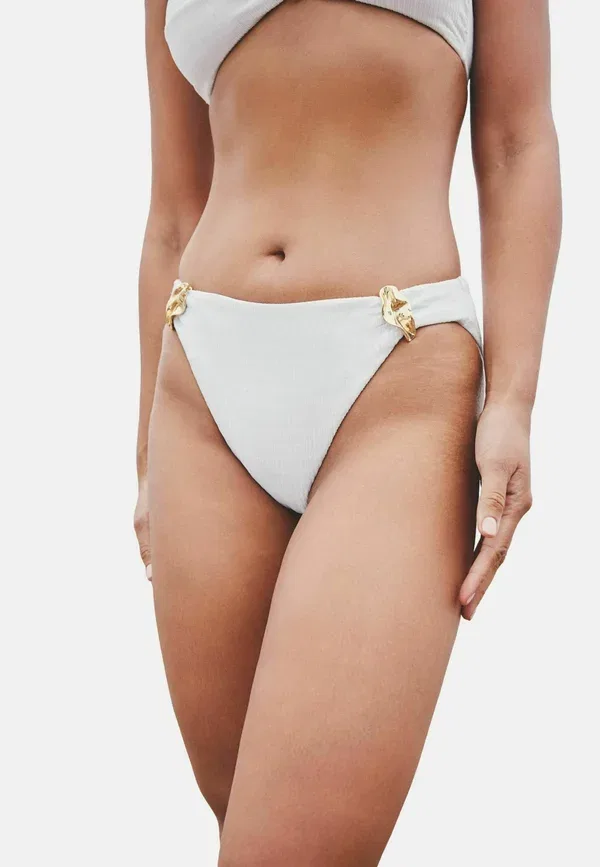Плавки с высокой талией Regular fit - high leg hardware bikini bottoms, Next, White Rib, белый