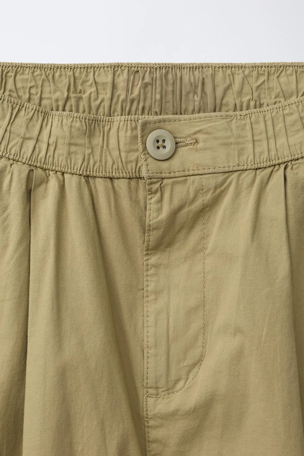 Шорты-бермуды Poplin Barrel ZARA, Khaki — фото 3