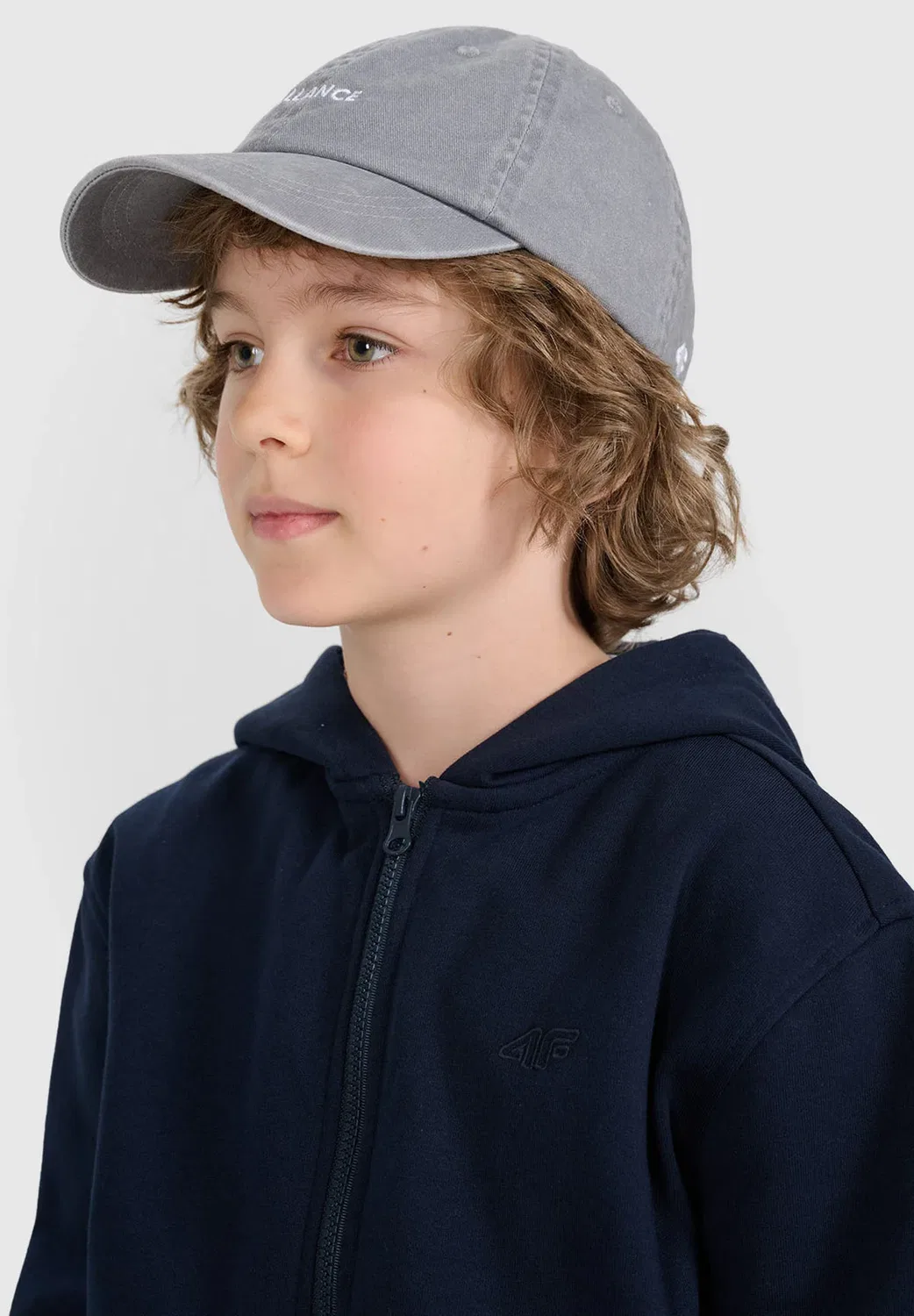 Bluza dresowa rozpinana z kapturem chłopięca - szara 122 (6-7 лат) - толстовка на молнии 4F, Navy — фото 4