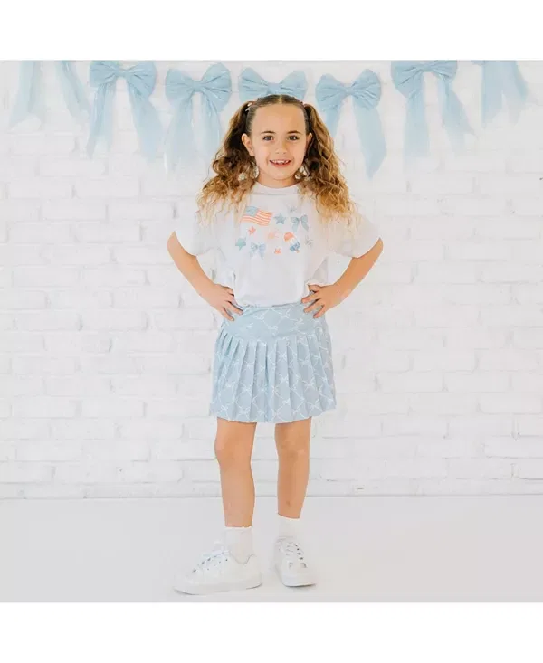 Детская юбка-шорты с принтом для девочек Athletic Skort Sweet Wink, Light Blue — фото 2