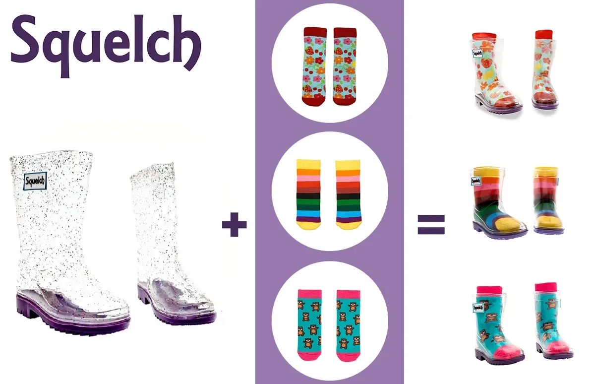 Блестящие прозрачные резиновые сапоги Squelch Wellies, Clear — фото 2