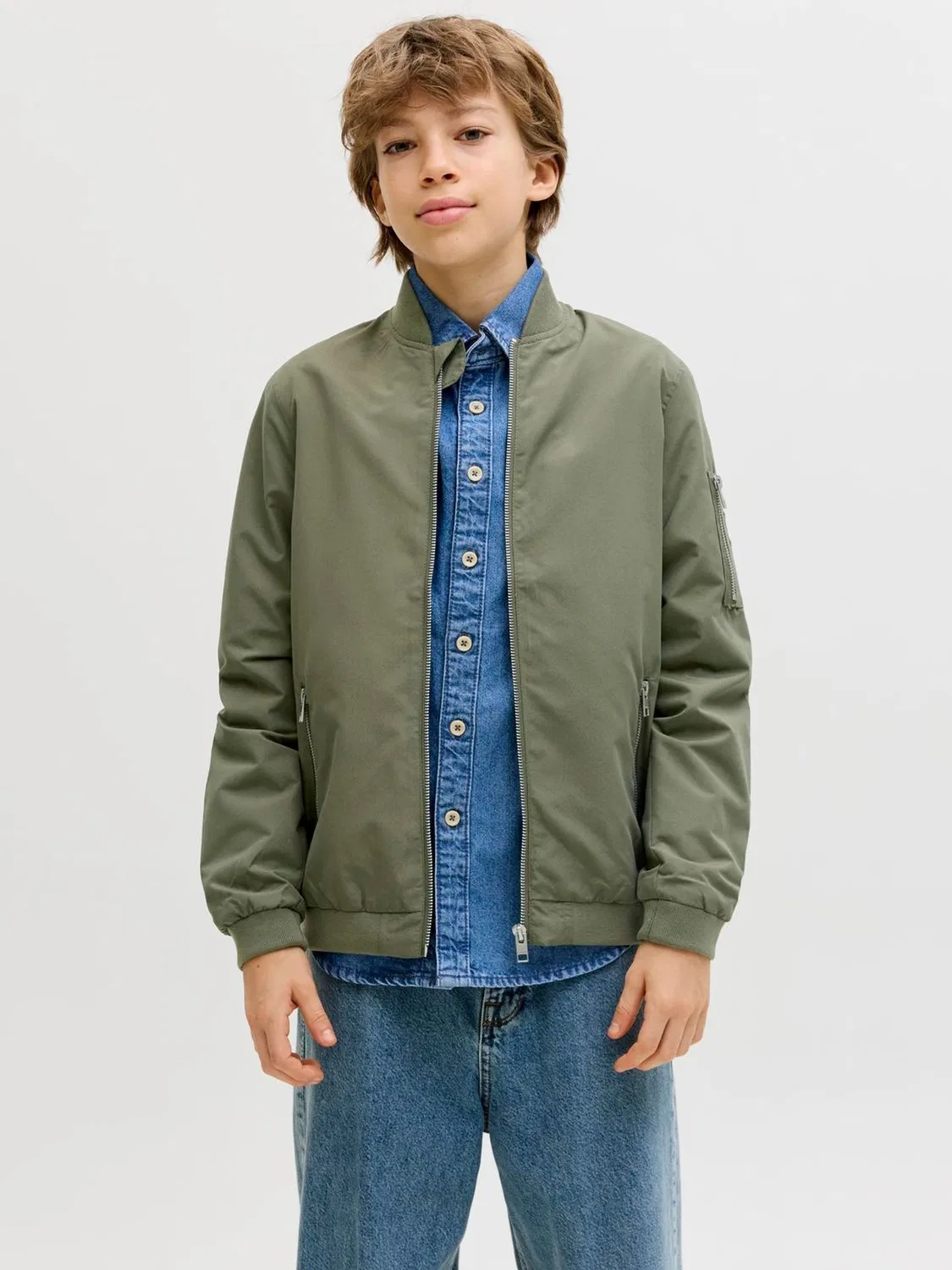 Бомбер легкий JACK & JONES JUNIOR, зеленый