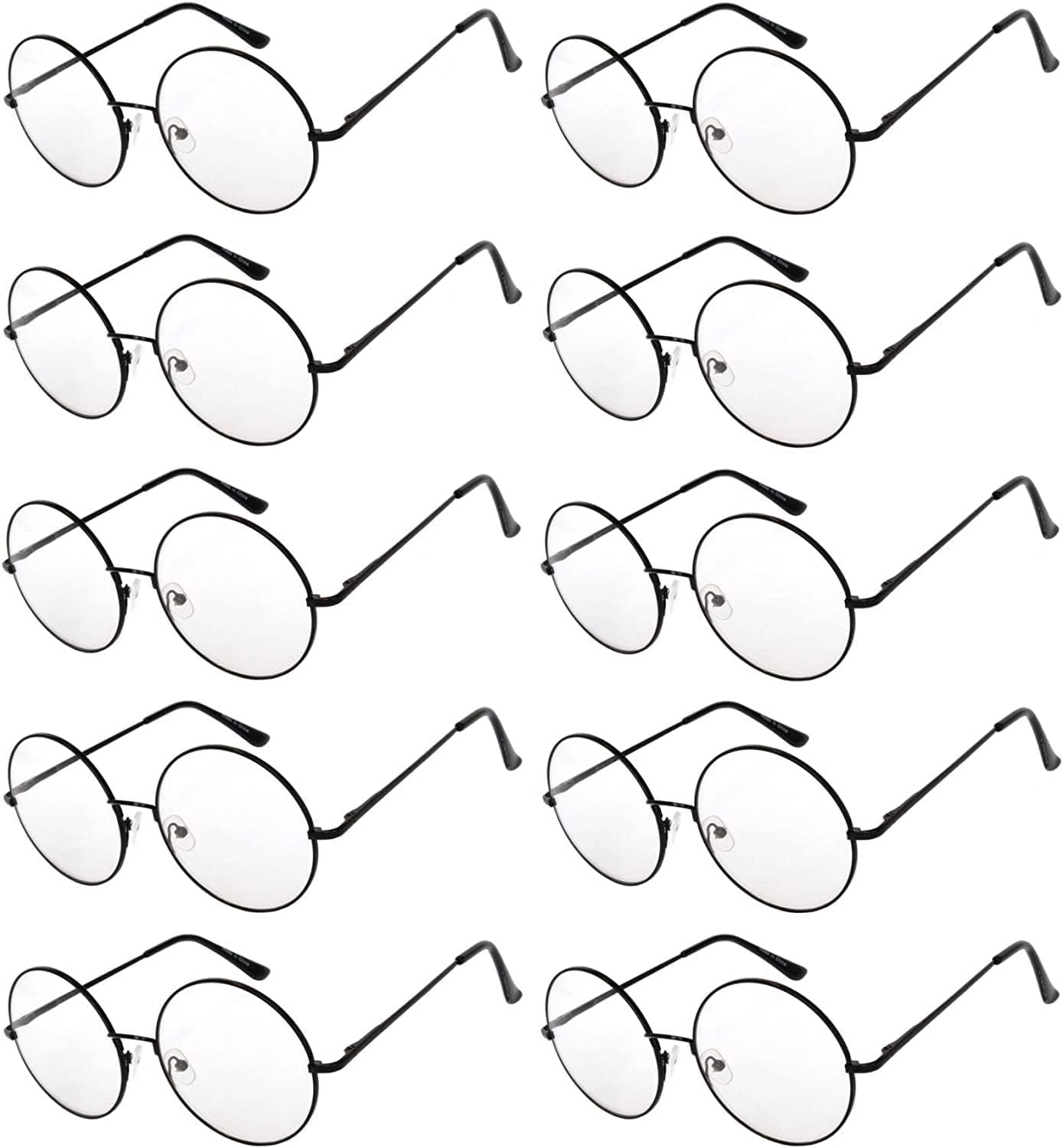 

OWL, набор из 10 круглых солнцезащитных очков в стиле ретро-винтаж с прозрачными, тонированными и зеркальными линзами 43 и 56 мм, металлическая оправа, 56 Mm Black / Cler