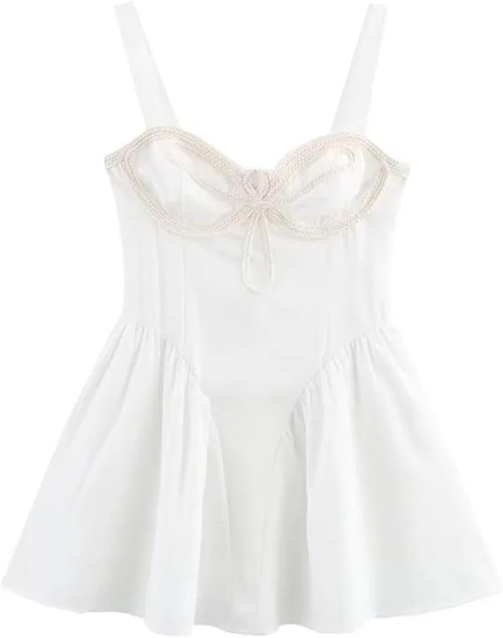 Женское мини-платье с аппликациями Knot Slip, Ivory