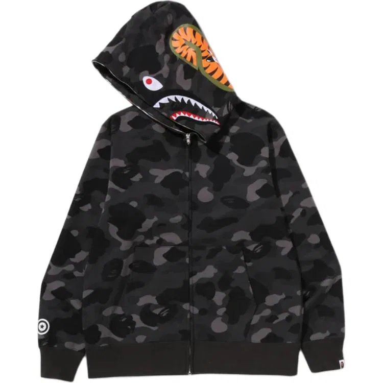 Детская толстовка с принтом, с длинным рукавом, Camo Shark, A BATHING APE, Marine Blue — фото 3