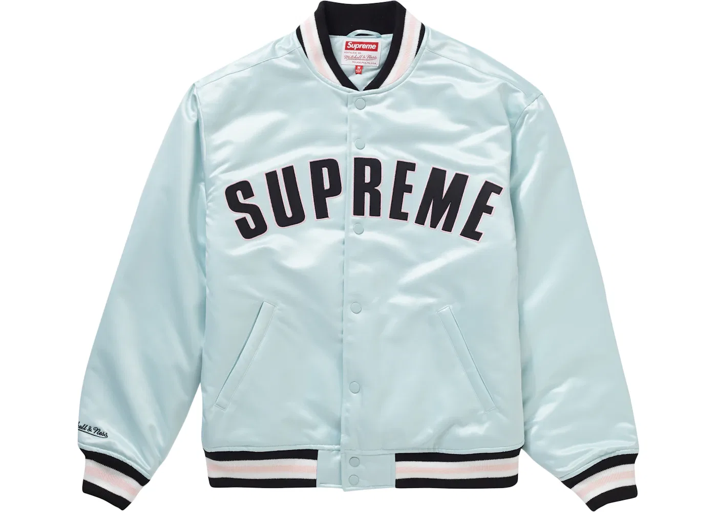 Мужская куртка-бомбер из сатина Mitchell & Ness Supreme, Light Blue — фото 2