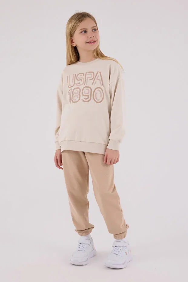 Детский комплект для девочек с вышивкой Licensed U.S. Polo Assn., Beige — фото 3