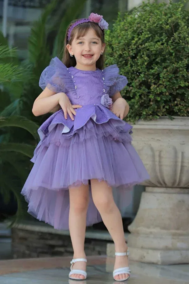 Детское платье для девочек с коротким рукавом Miss Rain, Purple