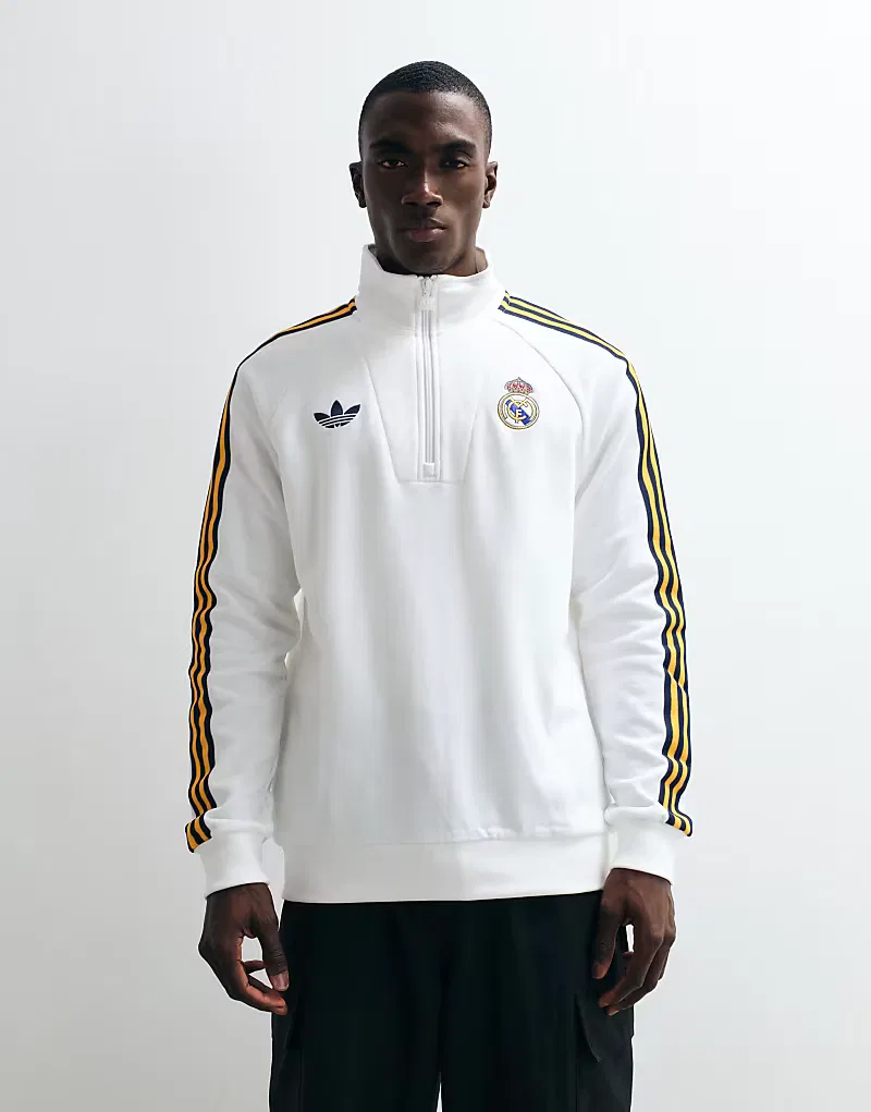 Футболка Real Madrid Originals с половинной молнией Adidas Performance, белый
