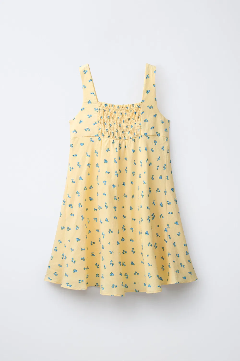 Платье с цветочным принтом и сборками ZARA, Pastel Yellow — фото 2