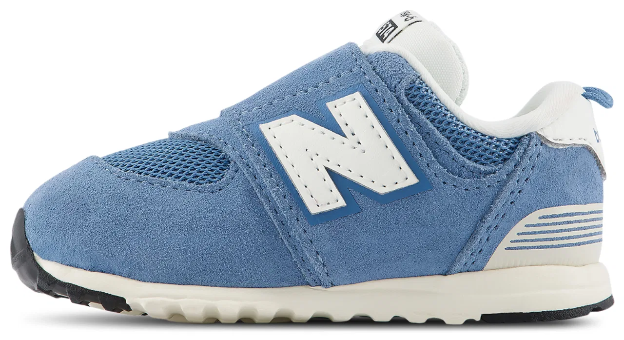 Детские кроссовки для мальчиков на липучке New Balance 574 NEW-B Hook & Loop, Heron Blue/Sea Salt — фото 2