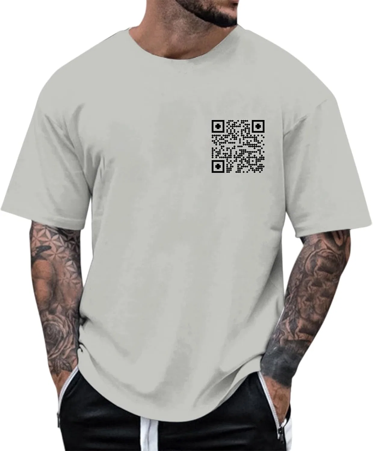Мужская футболка с QR-кодом Regular Fit, Light Gray — фото 2
