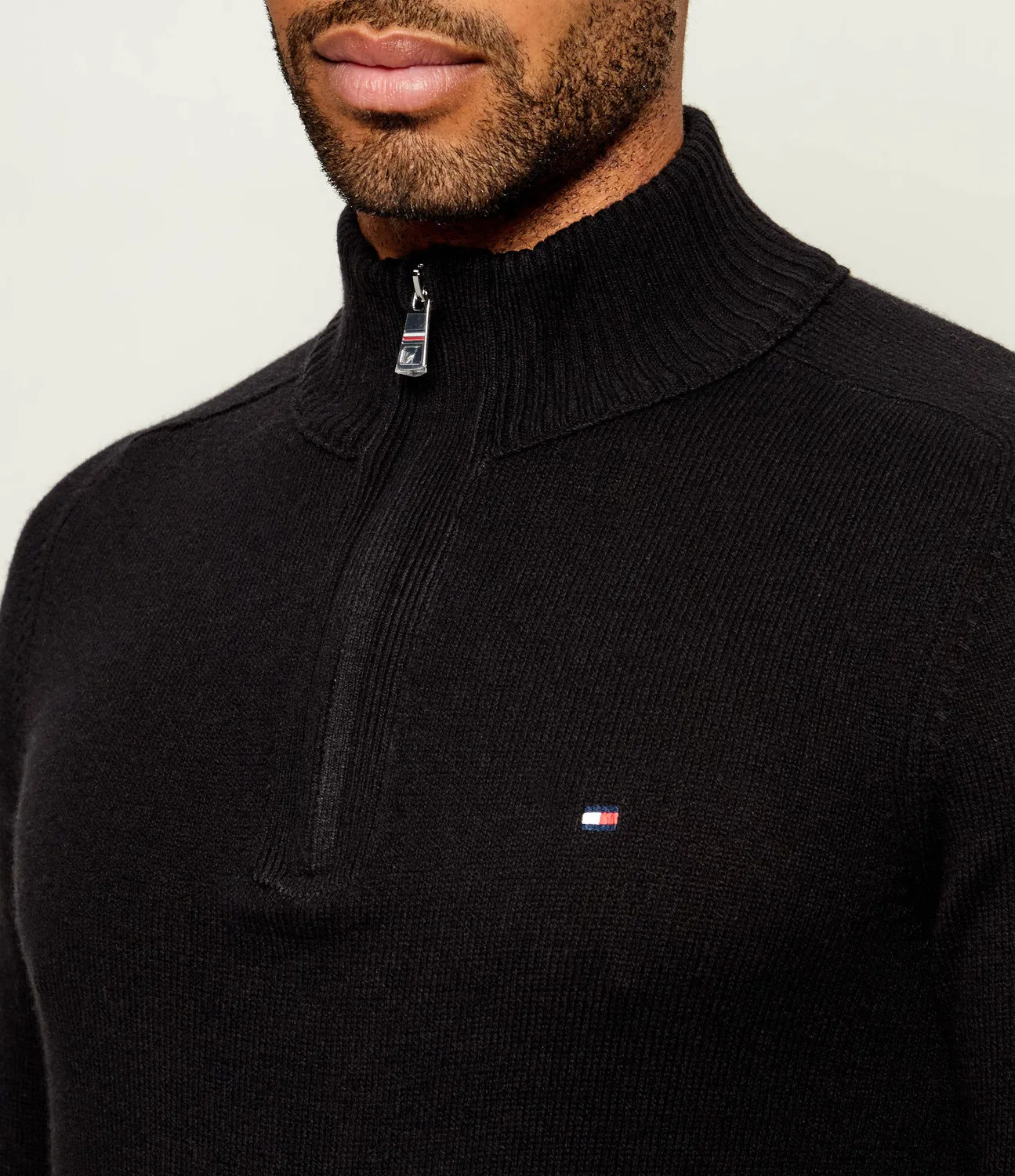 Свитер шерстяной с молнией Tommy Hilfiger, черный — фото 4
