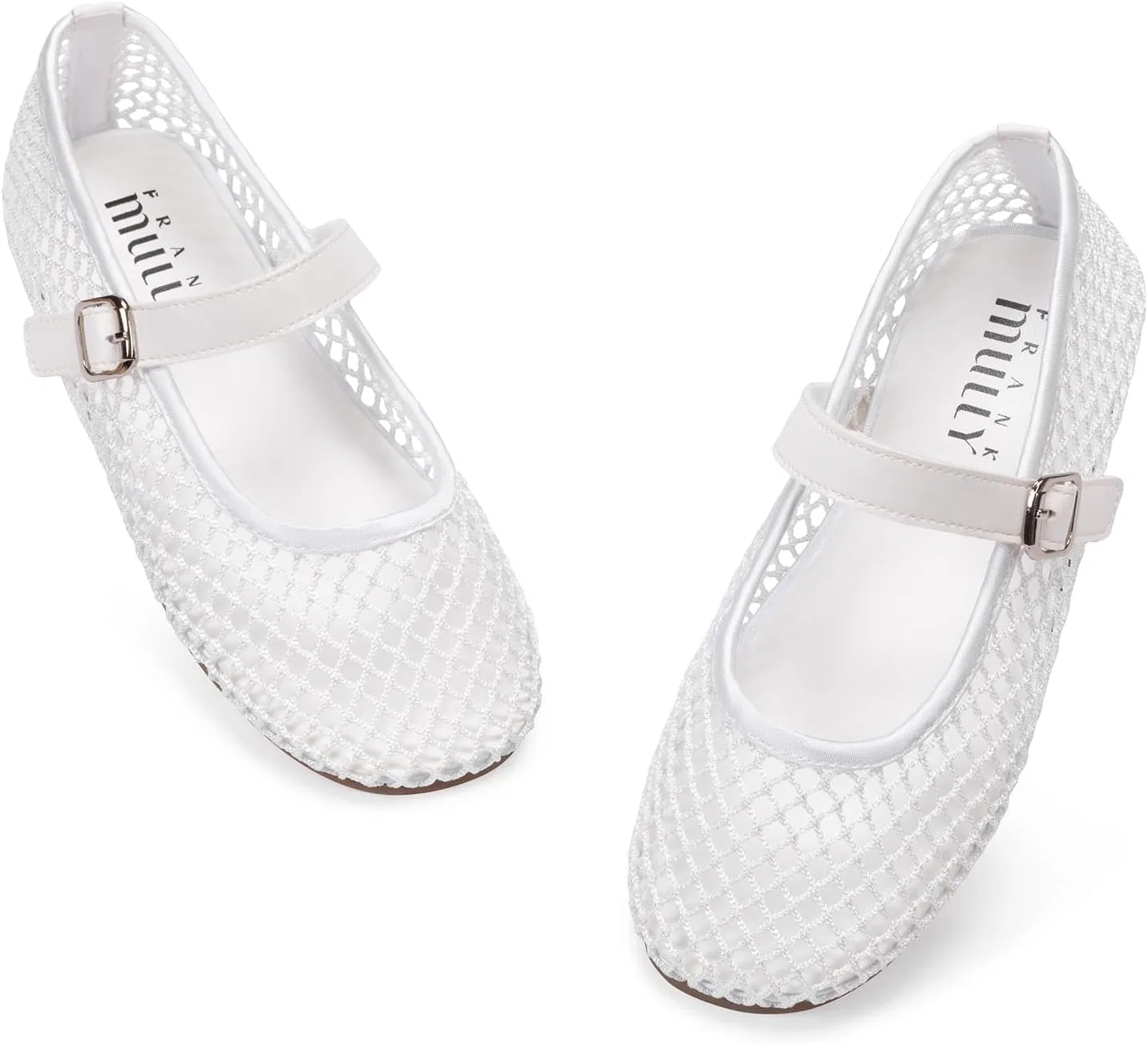 Детские балетки для девочек с пряжкой Frank Mully, White/Mesh