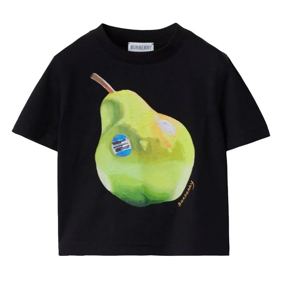 Футболка хлопковая с принтом Toddler Cedar Pear Print Cotton T-Shirt Burberry, Black Cn
