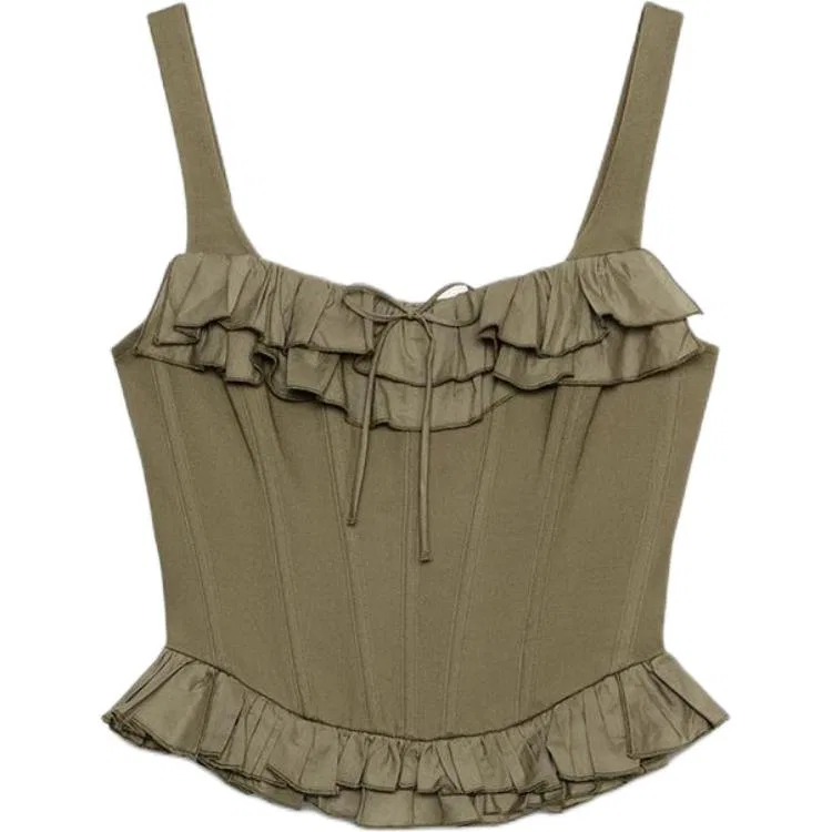 Женский топ без рукавов ZARA, Dark Khaki