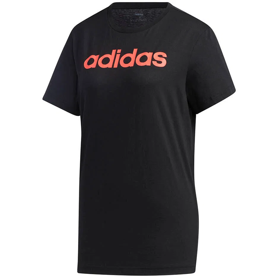 Женская футболка свободного кроя Linear Loose Tee Adidas, Schwarz Orange Schwarz — фото 2