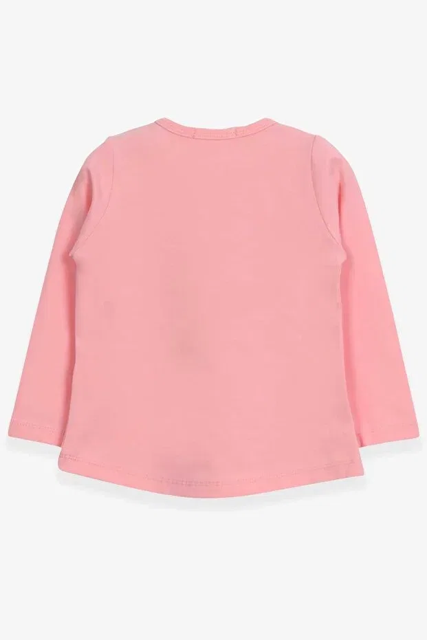 Детская футболка для девочек с принтом Cute Girl Printed, Breeze, Salmon — фото 2