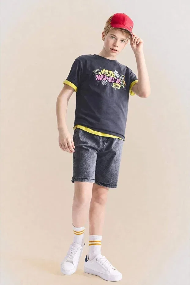 Детские шорты для мальчиков джинсовые Regular fit Defacto, Gray — фото 2