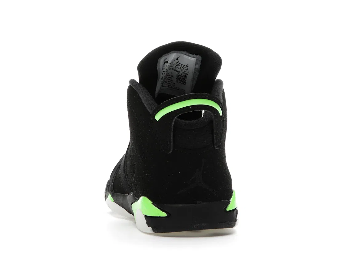 Детские кроссовки с ярким акцентом Jordan 6 Retro Jordan, Black/Electric Green — фото 4