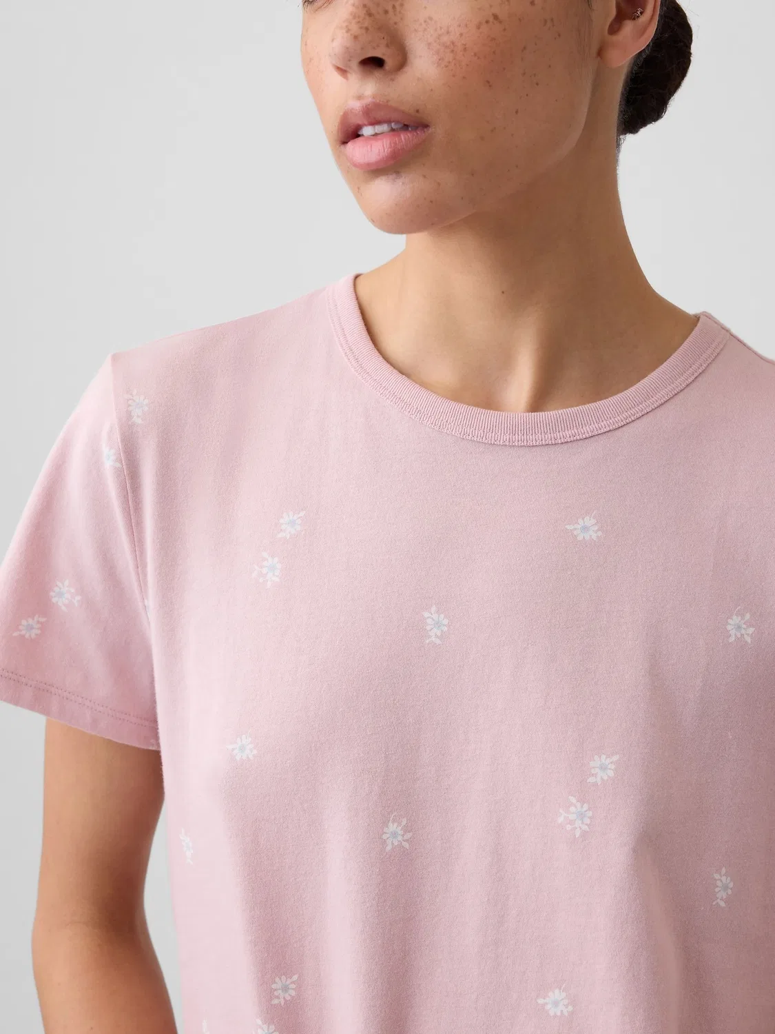 Футболка с круглым вырезом, Pink Floral Gap, розовый — фото 3