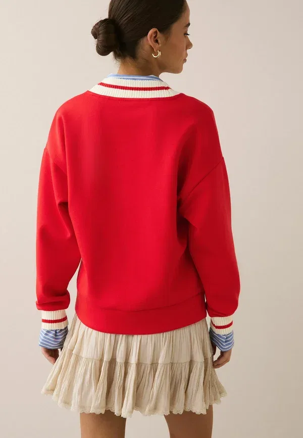 Свитшот с v-образным вырезом Sweatshirt Next, red, красный