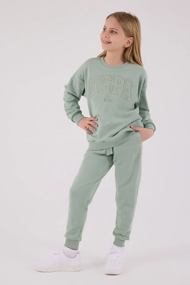 Детский комплект из свитшота и брюк с вышивкой U.S. Polo Assn., Green — фото 2