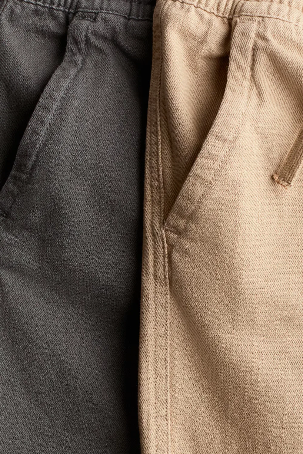 Комплект из 2 хлопковых брюк без шнурков H&M, Beige/Dunkelgrau — фото 2