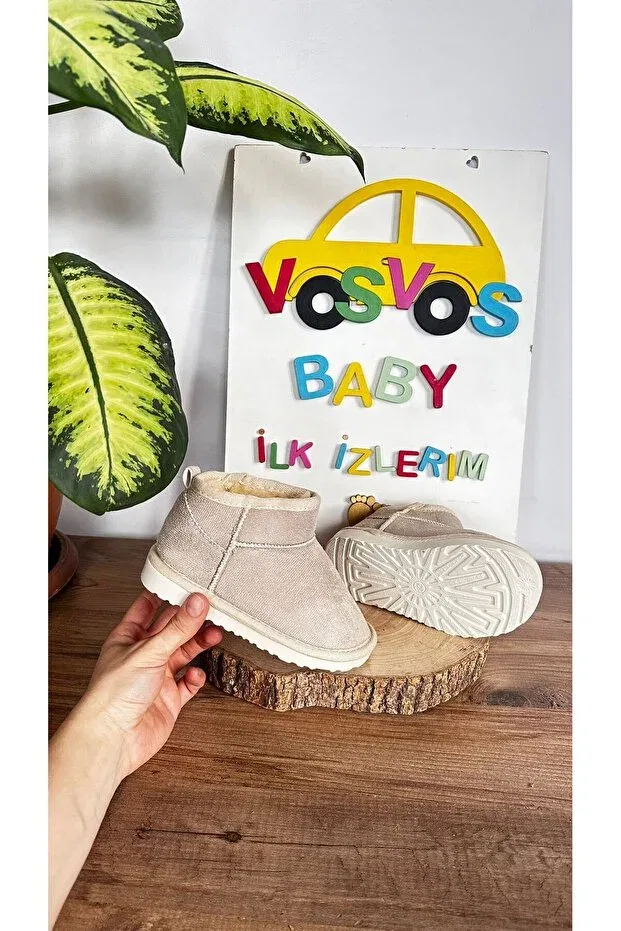 Детские ботильоны для девочек замшевые на плоской подошве Vosvosbaby, Beige — фото 4